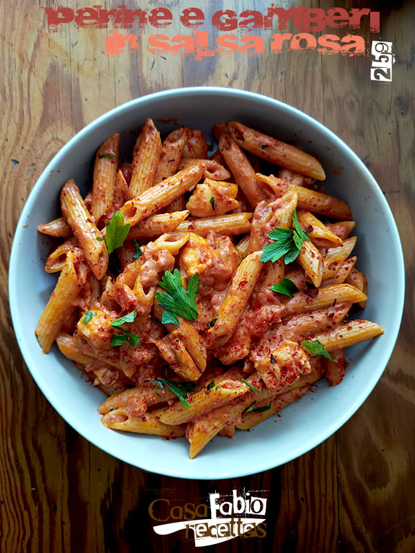 Penne e gamberi in salsa rosa